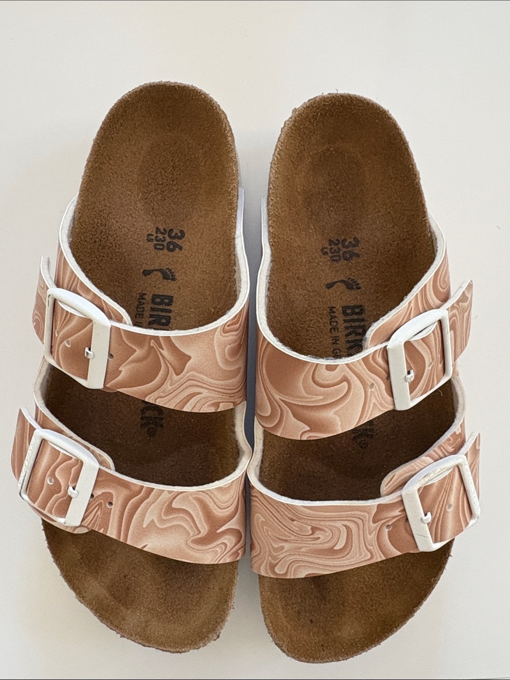 Birkenstock Arizona Dual-Strap Sandals in Blush Marble